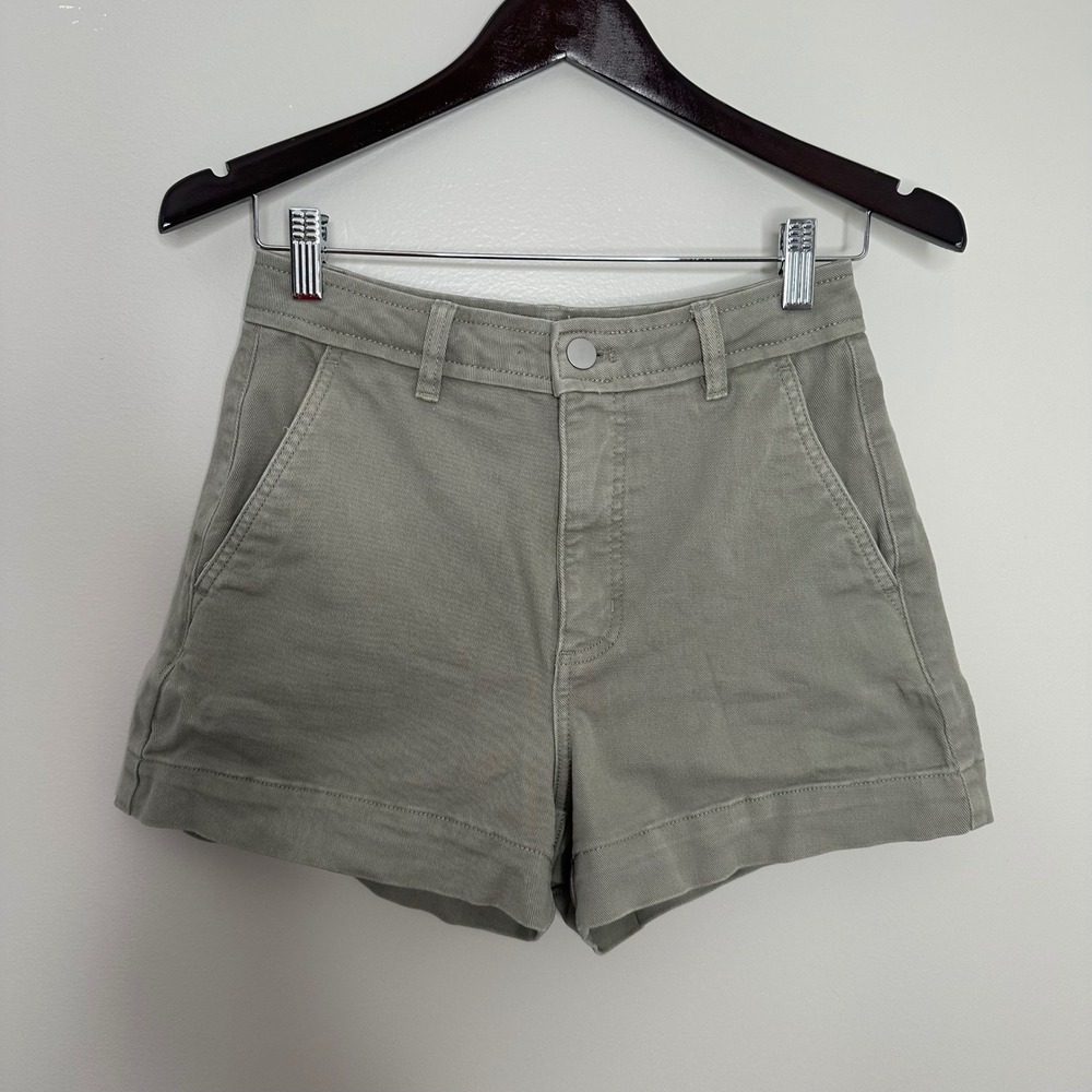 Everlane Olive Green High-Rise Cotton Shorts